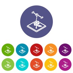Poster - Flower d printing icons color set vector for any web design on white background
