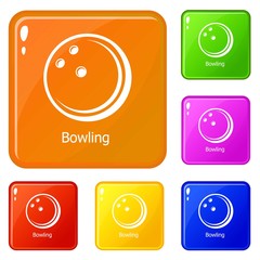 Poster - Bowling ball icons set collection vector 6 color isolated on white background