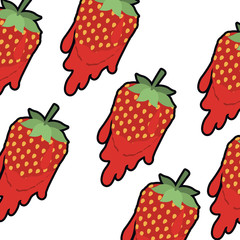 Sticker - pattern strawberry dripping isolated icon