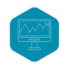 Poster - Graph on the computer monitor icon. Outline illustration of graph on the monitor vector icon for web