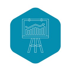 Poster - Progression bar on presentation screen icon. Outline illustration of progression bar on presentation screen vector icon for web