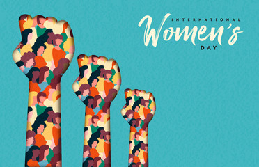 Wall Mural - Women's Day card of women hands together
