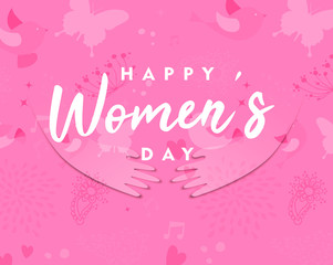 Wall Mural - Women's Day card of woman hands for social help