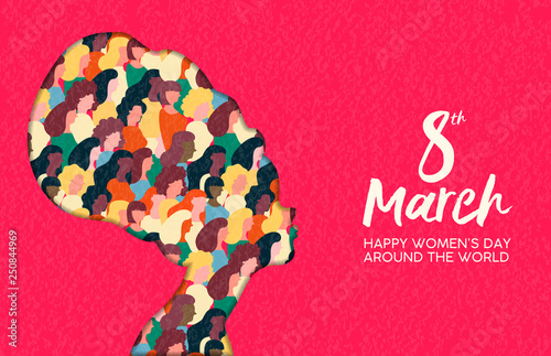 Cuadros en Lienzo Womens Day 8th march african woman head card