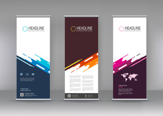 Poster - vector vertical banner. banner design in three different color with building illustration. abstract 