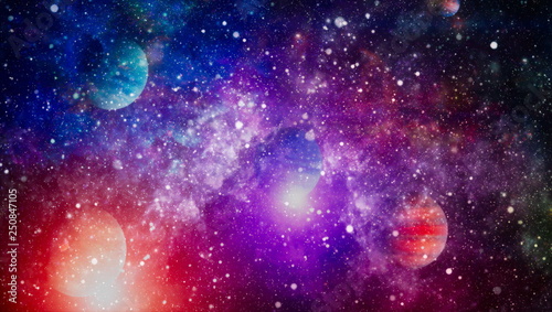 Nebula night starry sky in rainbow colors Wallpaper Mural