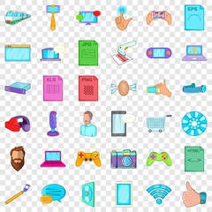 Poster - App icons set. Cartoon style of 36 app vector icons for web for any design