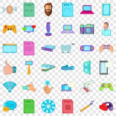 Poster - Game app icons set. Cartoon style of 36 game app vector icons for web for any design