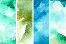 Watercolor Green Background. Organic Watercolor Background In Abstract Style. Natural Beauty. Abstract Springtime Background. Green Pattern Set. Watercolor Effect. Ink Marble Texture. 