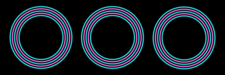 Wall Mural - pink and turquoise neon lights circles with lots of copy space for text or product display. colorful
