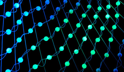 Wall Mural - Colorful lights in a circle shaped net