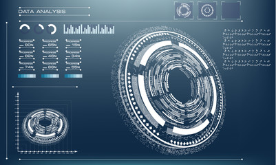 Poster - Futuristic future circle on a blue background. Tech infographic template design innovative concept background eps 
