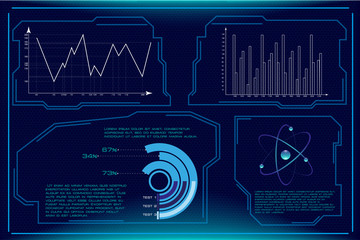 Canvas Print - Vector HUD Elements Set for Futuristic User Interface