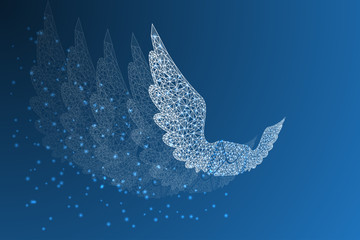 Poster - The concept of sending, receiving messages, letters. The letter is delivered to the recipient.Polygonal wireframe mesh looks like constellation. Mail, Letter, email or other concept illustration or ba