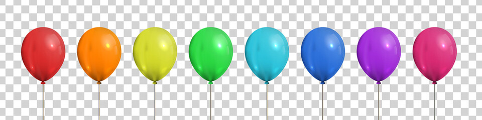 vector set of realistic isolated colorful balloons for template and invitation decoration on the tra