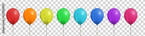 Fotomural Vector set of realistic isolated colorful balloons for template and invitation decoration on the transparent background
