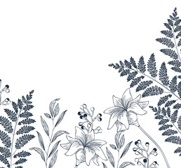 Wall Mural - pattern flowers and leafs isolated icon