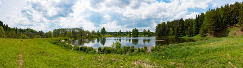 Wall Mural - Panorama of summer landscape on the lake , Russia