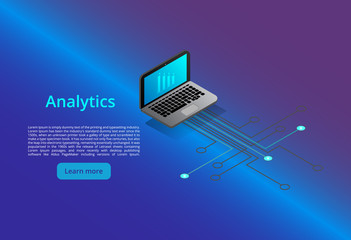 Poster - Isometric modern computers technology and networking concept. Web cloud technology business. Internet data services vector illustration