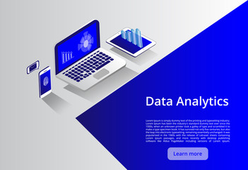 Poster - Isometric modern computers technology and networking concept. Web cloud technology business. Internet data services vector illustration