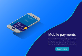 Poster - Mobile payments. 5G new wireless internet wifi connection. isometric vector concept. automation with computer networking illustration