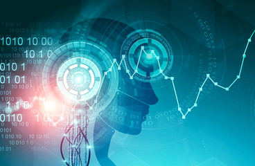 Poster - Robot head with hud, code and graph