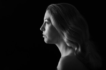 Portrait of a beautiful woman black and white