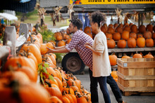 Couple By Pumpkin Stand 
