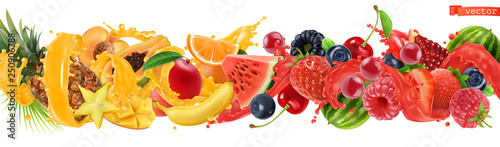 Fotomural Sweet tropical fruits and mixed berries