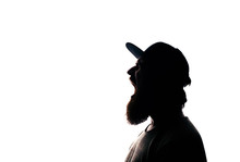  Silhouette Of Handsome Screaming Bearded Man On White Background