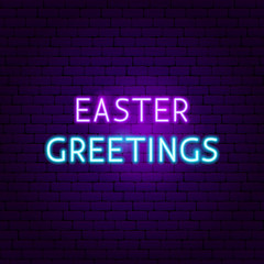 Wall Mural - Easter Greetings Neon Sign