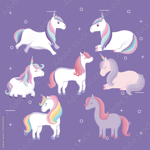 Fotografía group of cute unicorns animals
