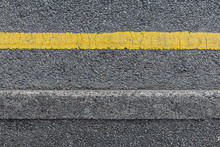 Seamless Roadside Curb With A Single Yellow Line From Above.