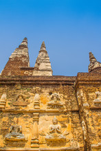 Wat Chet Yot (Wat Jed Yod) Or Wat Photharam Maha Vihara, The Public Buddhist Temple With Crowning The Flat Roof Of The Rectangular Windowless Building Are Seven Spires. Located In Chiang Mai, Thailand