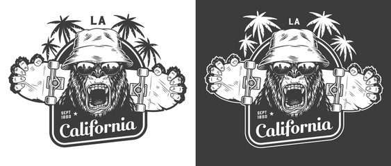 Wall Mural - Vintage skateboarding monochrome label