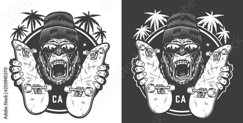 Vintage skateboarding summer logotype
