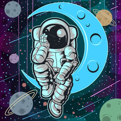 Wall Mural - astronout moon vector
