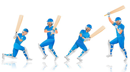 Canvas Print - cricket batsman character in different pose.