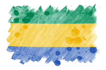 Gabon flag  is depicted in liquid watercolor style isolated on white background