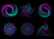Abstract neon shapes set, futuristic wavy fractal background. Vector  geometric illustration