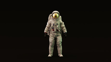 Wall Mural - astronaut with gold visor and white spacesuit with light yellow and green moody 80s lighting front 3