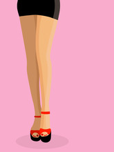 Girl's Legs On Pink Background