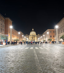 View of the Papal Basilica of San Pietro in Vaticano or Cathedral of San Pietro in Rome, Italy.