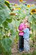 © Vlad - Living happy children brother and sister in the thickets of sunflower in the backyard of the farm