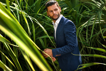 Wall Mural - Portrait of handsome man in jungle