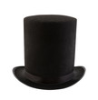 Extra tall black vintage top hat isolated on white background