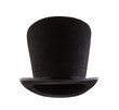 Extra tall black vintage top hat isolated on white background