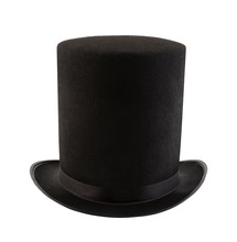 Extra Tall Black Vintage Top Hat Isolated On White Background