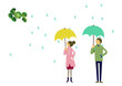 © TOMOKO　ARAKAWA - レインコートを着た人物。 梅雨のシーズンのクリップアート。 傘をさす男女。 雨のイメージ。 天気のイラスト。
