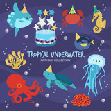 Fototapeta Dinusie - Tropical Underwater Birthday